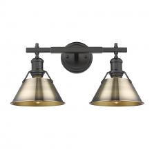  3306-BA2 BLK-AB - Orwell 2-Light Vanity Light in Matte Black with Aged Brass